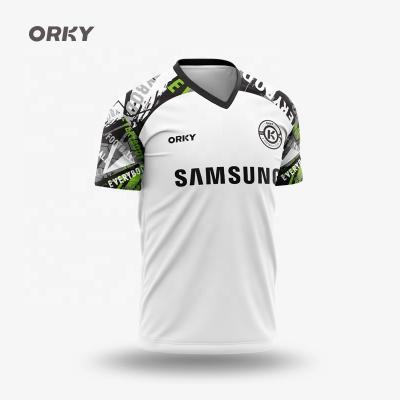 China ORKY Moisture Absorption Perspiration Printing Sportswear Short Sleeve Singlet Uniforms Male Adult Training Football Suit Uniform for sale