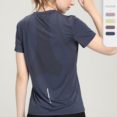 China 2022 New Wholesale Athleisure Yoga Round Neck T-shirts Breathable Female Light Weight For Female Sports Wear Women Sportswear For Jogger Fitness for sale