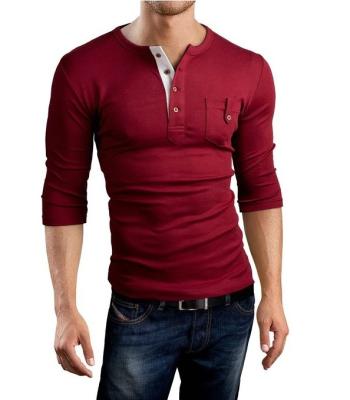 China QUICK DRY Wholesale Custom Logo Button Design Full Sleeve Men's Polo Shirt High Quality Material Color Matching T-Shirt for sale