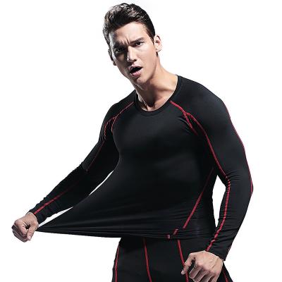 China Custom Logo Mens Breathable Sports Wear Long Sleeves Gym T-Shirts Fitness Body Fitted Shirts For Men for sale