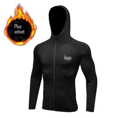 China Custom Logo Velvet Loose Gym Sports Workout Fitness Men Sportswear Anti-Shrink Hoodie Plus Size Hoodie for sale