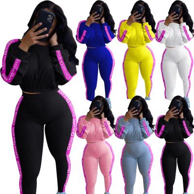 China Wholesale Winter QUICK DRY Casual Two Piece Set Stripe Stretch Women Dress Top Pants Set Women 2 Piece Set for sale