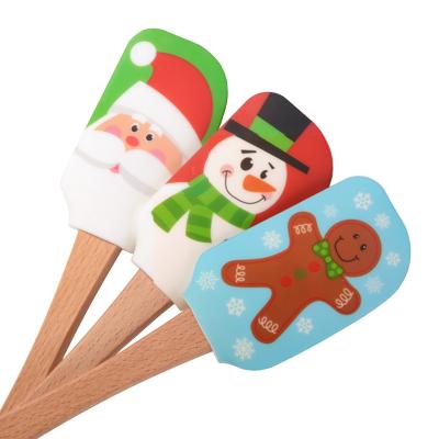 China Free Sample Hot Sale Kitchen Christmas Decoration Utensils Silicone Butter Knife Viable Spatula for sale