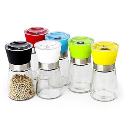 China Viable Wholesale Kitchen Salt And Pepper Shakers Manual Glass Seasoning Bottle Spice Grinder for sale