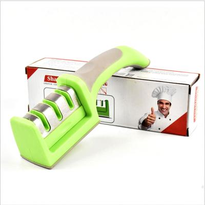 China Viable Wholesale Kitchen Accessories Stainless Steel Kitchen Knife Sharpener With 3 Stages for sale