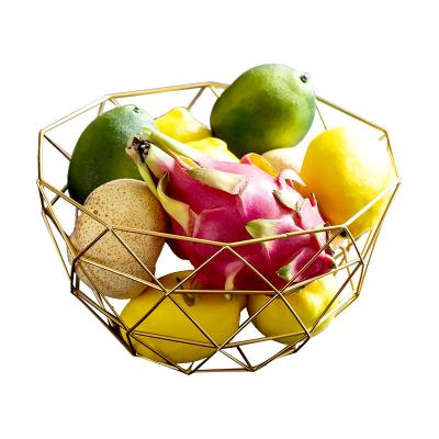 China Modern Creative Stocked Design Stainless Steel Gold Plated Fruit Storage Basket Metal Wire Bread Basket for sale