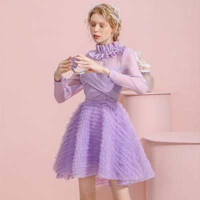 China Soft anti-static dress design sense female niche and soft wind mesh splicing, organza elegant dress pompous skirt for sale