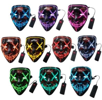 China EL Wire Mask GLITTER Light Up LED Glitter Glowing Mask For Scary Party Cosplay Halloween Masqu And Concert for sale