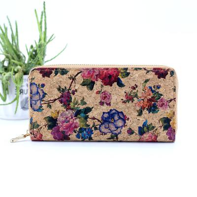 China Customized Logo Vintage Printed Patter Long Wholesale Eco-Friendly Cork Wallet Cork Purse Personalized Eco-Friendly Wallet for sale