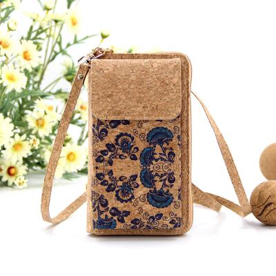 China High Quality Factory Customized Eco-Friendly Logo Vintage Printed Phone Bag Cork Personalized Women Phone Messenger Bag for sale