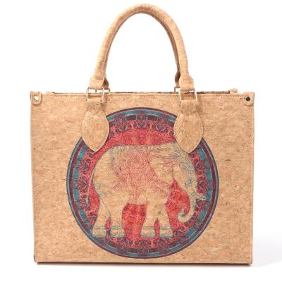 China Factory 2022 high quality BSCI fashion custom logo cork traveler women premium printing tote bag for sale