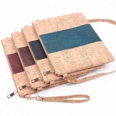 China High Quality Cork Wrist Bag Solid Color Environmental Protection Natural Oak Leather Women's Purse Card Bag Vegetarian Environmental Handbag for sale