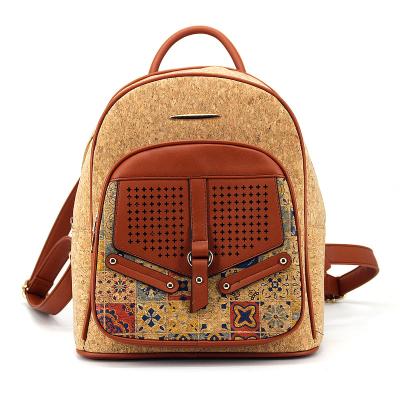 China Customized Logo Vintage Printed Patter Wholesale Eco-Friendly Cork Personalized Women Backpack Eco-Friendly for sale