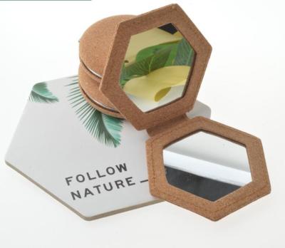 China Fashion Natural Foldable Private Hot Style Cork Mini Pocket Makeup Mirror Cork High Quality Vegan High Sense for sale