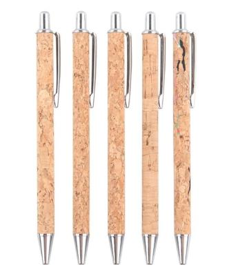 China New Eco Friendly Pen Wood Pen Printing Customize Cork Barrel Ball Logo 1.0mm High Quality for sale