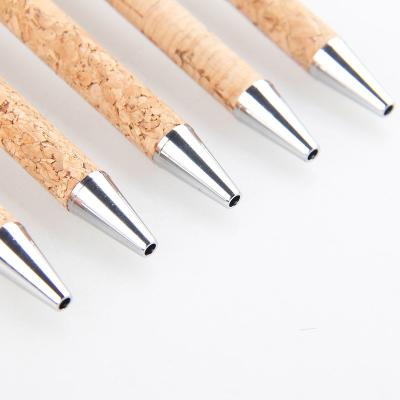 China New Eco Friendly Pen Wood Pen Printing Customize Cork Barrel Ball Logo 1.0mm High Quality for sale