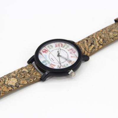 China Eco-Friendly Natural Wood Watches Cork Cork Couple Lover Eco-friendly Romantic Wooden Calendar Cork Luxury Watch Wristwatch for sale