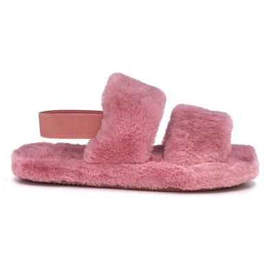 China New Fashion Trend Women Fur Slide Slippers Faux Fur Slide Vegan Slippers,Winter Open Toe Fluffy House Indoor Slides Slippers for sale