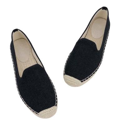 China Wholesale New Style Round Fashionable Casual Closed Toe Flat Slip On Jute Soft Sole Canvas Sneakers Casual Shoes For Women for sale