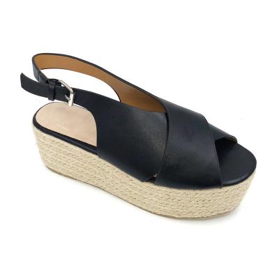 China Hot sale fashion trend china cheap shoes wedges for women high heels sandals ankle strap ladies summer casual open toe pl for sale