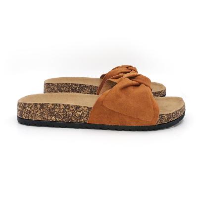 China Unique Fashion Trend Top Quality Microfiber Cork Slides Slippers Sandals One Strap Women Suppliers for sale