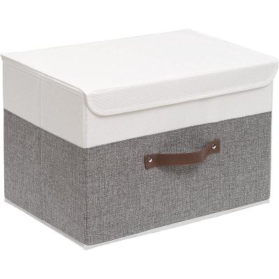 China New Fashion Gray Storage Box Non Woven Foldable Storage Box Viable Fabric Storage Box With Lid For Sundries Toys Clothes for sale