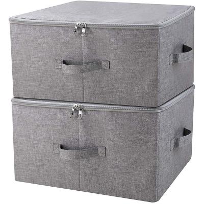 China New Sustainable Folding Storage Box Storage Box With Zipper Lid And Handles Storage Box For Comforters Covers Bedding for sale