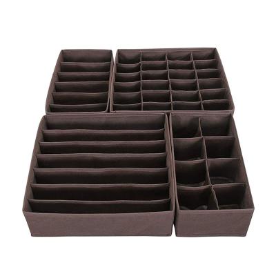 China Folding Non Woven Closet Underwear Organizer Drawer Workable Divider 4 Set Organizer For Underwear for sale