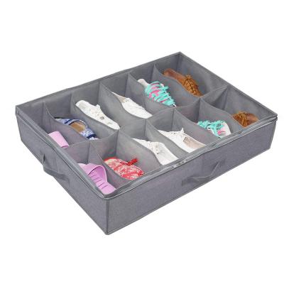 China 12 Workable Under Bag Organizer Storage Shoe Bed Divider Non Woven Fabric Kids and Adults Shoes Closet Storage for sale