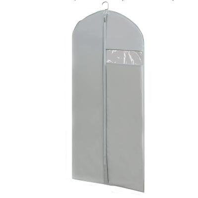 China Window Household Basics Garment Bag Gray Garment Bag Non Woven Fabric Portable Clear Garment Bag With Clear Window for sale