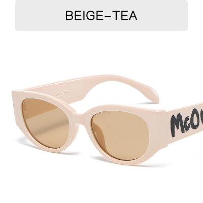 China Custom Letter Decoration Oval Fashion Retro By Sunglasses Fashion Sunglasses Small Frame Glasses 2022 for sale