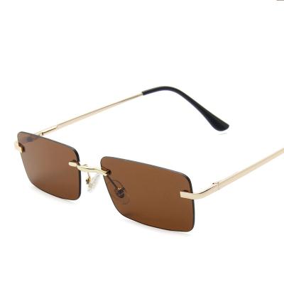 China Luxury Frameless Glass Sunglasses Women 2021 Square Rimless Small Fashion Luxury Glasses Spring Leg Sunglasses for sale