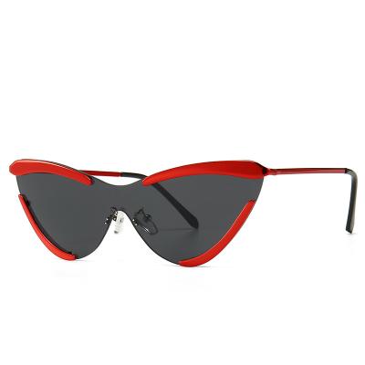 China Newest Brand Ins Popular Cat Eye Satin Sunglasses Sexy Candy Colors Cat Eye Sunglasses One Piece 2021 for sale