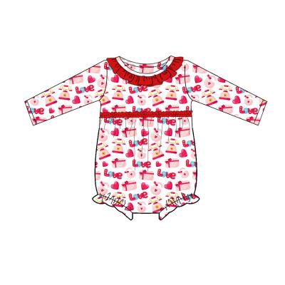 China Causal hot sale Puresun children's clothing long sleeve knit cotton print spring girls valentine romper for sale