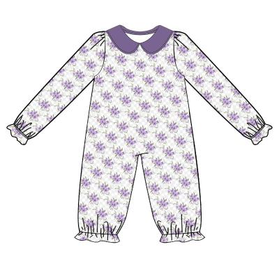 China Puresun Causal Boutique Long Sleeves Custom Design Polyester Applique Fall Winter Babies' Rompers for sale