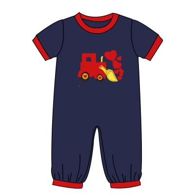 China Good Quality Polyester / Cotton Factory Directly Short Material Cotton Boys Winter Valentine Romper for sale