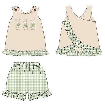 China New casual children's clothing sets wholesale children's boutique clothing baby summer applique outfit set for sale