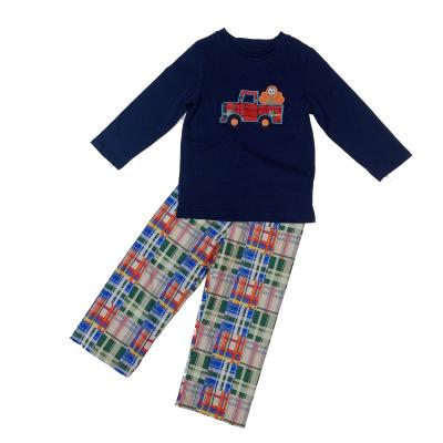 China Size Casual Qulity Customized Boys Car Applique Cotton Boys Clothes Sets Baby Boy Thanksgiving Outfit for sale