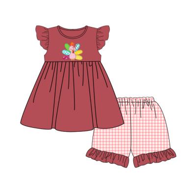 China New Casual Holiday Baby Boutique Outfit Kids Girls Fall Clothes 100% Cotton Thanksgiving Dressing Sets for sale