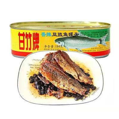 China Canned Oval Tins Fried Dace Fish With Black Beans 160g Canned Seafood for sale