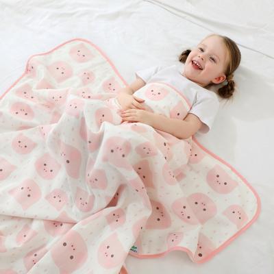 China Anti-Bacteria Wholesale Pink 4 Layer Baby Blankets Muslin Bamboo Wrap for sale