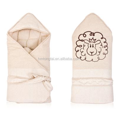 China GOTS Cotton Flame Retardant Organic Natural Colorful Baby Wrap Baby Blanket Cute Sheep Brown Style for sale