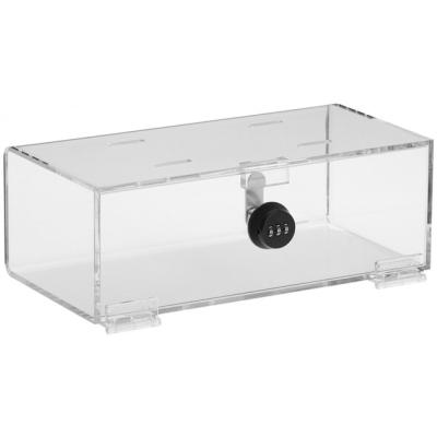 China Sustainable acrylic display case with hinged lid, square display box with lock, lockable top grade storage box for sale