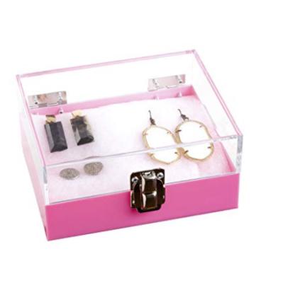 China Durable / Fashion Acrylic Hinged Gift Box / Eco - Friendly Clear Lid Rose Base For Cosmetic Collection Rose Rose Display Box for sale