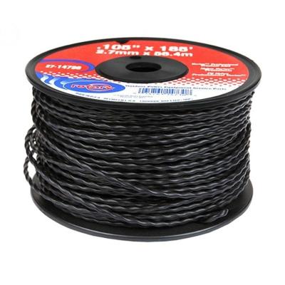 China 3mm*50m Universal Nylon Line Strimmer Brush Cutter Wire For Over Cultivated Grass And Weeds - Sawtooth Shape, Black Twist for sale