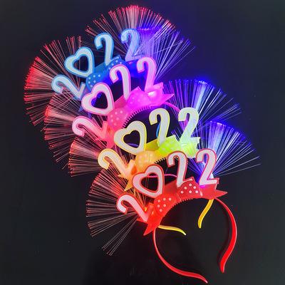 China 2022 HAPPY YEARS Fiber Optic LED Flashing Plastic Headband New Year Decoration for sale