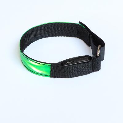 China USB LED Plastic Running Reflective Rechargeable Safety Product Night Flash Armband Light Up Glow Wristband for sale