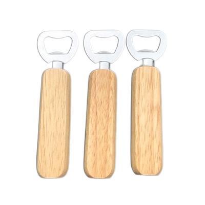 China Home Cheap Hot Sale Custom LOGO Stainless Steel Wooden Bar Product Beer Bottle Opener for sale