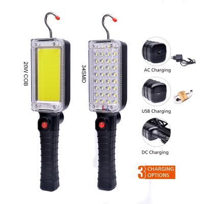 China Load Three Plastic Models Rechargeable Battery Work Smd Light Holder Base Car Repair Magnetic Hook Cob Led Worklight for sale