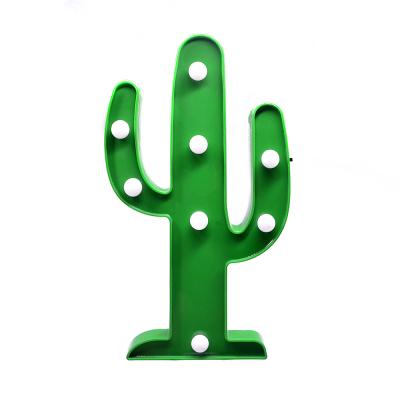 China Amazon Hot Sale Plastic Tropical Christmas Decoration Led Decoration Light Lamp Bedroom Cactus Marquee Light Battery Operated for sale